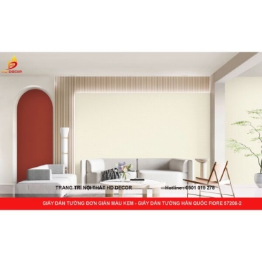 GIẤY DÁN TƯỜNG ĐƠN GIẢN MÀU KEM - GIẤY DÁN TƯỜNG HÀN QUỐC FIORE 57206-2