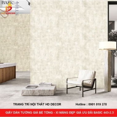 GIẤY DÁN TƯỜNG GIẢ BÊ TÔNG - XI MĂNG ĐẸP GIÁ ƯU ĐÃI BASIC 443-2.3