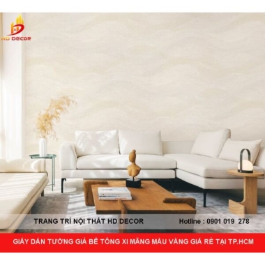 GIẤY DÁN TƯỜNG GIẢ BÊ TÔNG XI MĂNG MÀU VÀNG GIÁ RẺ TẠI TP.HCM 