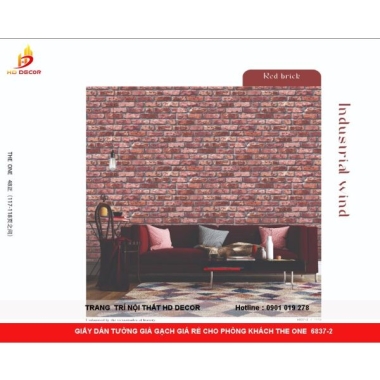 GIẤY DÁN TƯỜNG GIẢ GẠCH GIÁ RẺ CHO PHÒNG  KHÁCH THE ONE 6837-2