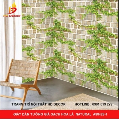 GIẤY DÁN TƯỜNG GIẢ GẠCH HOA LÁ  NATURAL  A88428-1