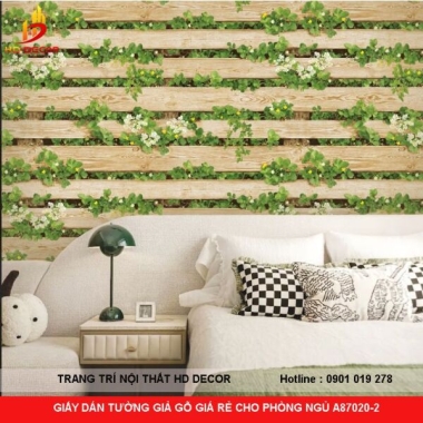 GIẤY DÁN TƯỜNG GIẢ GỖ GIÁ RẺ CHO PHÒNG NGỦ A87020-2