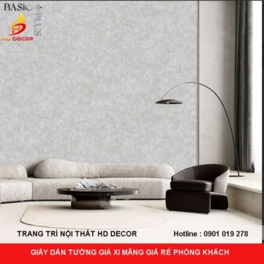 GIẤY DÁN TƯỜNG GIẢ XI MĂNG GIÁ RẺ PHÒNG KHÁCH  