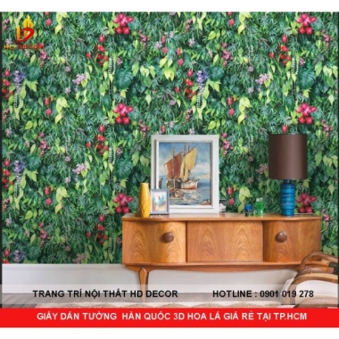 GIẤY DÁN TƯỜNG  HÀN QUỐC 3D HOA LÁ GIÁ RẺ TẠI TP.HCM 