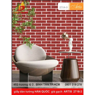 GIẤY DÁN TƯỜNG HÀN QUỐC GIẢ GẠCH CHO PHÒNG KHÁCH 2718-3 