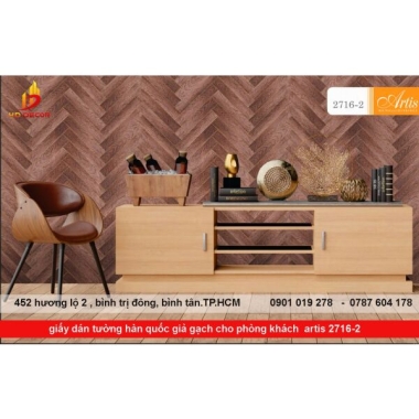 GIẤY DÁN TƯỜNG HÀN QUỐC  GIẢ GỖ CHO PHÒNG KHÁCH ARTIS 2716-2 