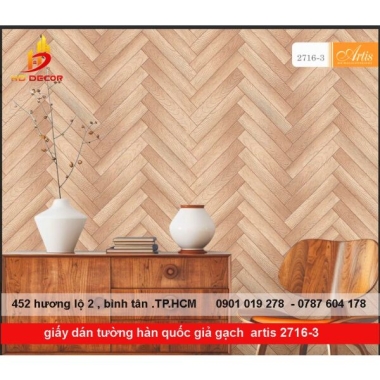 GIẤY DÁN TƯỜNG HÀN QUỐC GIẢ GỖ  CHO PHÒNG KHÁCH ARTIS 2716-3 