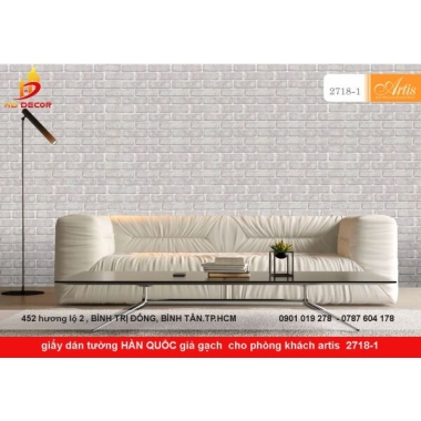 GIẤY DÁN TƯỜNG HÀN QUỐC GIẢ GẠCH  CHO PHÒNG KHÁCH ARTIS 2718-1 
