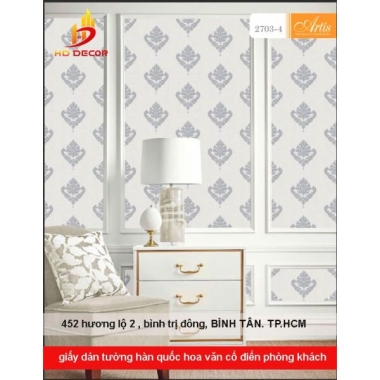 GIẤY DÁN TƯỜNG HÀN QUỐC HOA VĂN CỔ ĐIỂN CHO  PHÒNG KHÁCH ARTIS 2705-4 