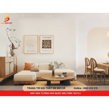 GIẤY DÁN TƯỜNG HÀN QUỐC MÀU KEM 70274-3