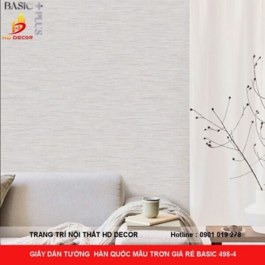 GIẤY DÁN TƯỜNG  HÀN QUỐC MẪU TRƠN GIÁ RẺ BASIC 498-4 