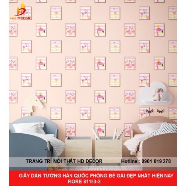 GIẤY DÁN TƯỜNG HÀN QUỐC PHÒNG BÉ GÁI ĐẸP NHẤT HIỆN NAY FIORE 81163-3 