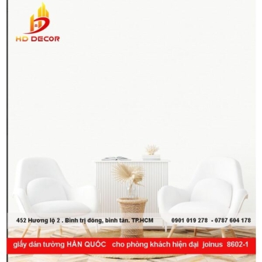 GIẤY DÁN TƯỜNG HÀN QUỐC PHÒNG KHÁCH HIỆN ĐẠI MẪU TRƠN JOINUS 8602-1 