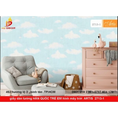 GIẤY DÁN TƯỜNG HÀN QUỐC TRẺ EM HÌNH MÂY TRỜI ARTIS 2713-1 