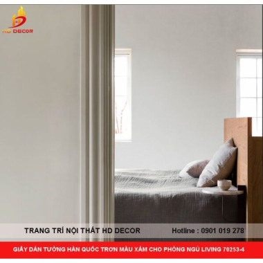 GIẤY DÁN TƯỜNG HÀN QUỐC TRƠN MÀU XÁM CHO PHÒNG NGỦ LIVING 70254-3