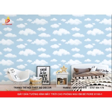 GIẤY DÁN TƯỜNG HÌNH MÂY TRỜI CHO PHÒNG NGỦ EM BÉ FIORE 81160-1 