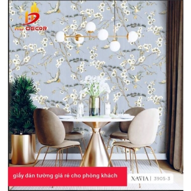 GIẤY DÁN TƯỜNG HOA LÁ CHO PHÒNG KHÁCH XAVIA 3905-3