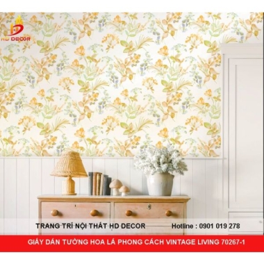GIẤY DÁN TƯỜNG HOA LÁ PHONG CÁCH VINTAGE LIVING 70267-1