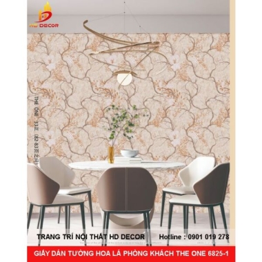 GIẤY DÁN TƯỜNG HOA LÁ PHÒNG KHÁCH THE ONE 6825-1