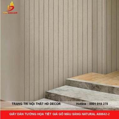 GIẤY DÁN TƯỜNG HỌA TIẾT GIẢ GỖ MÀU SÁNG NATURAL A88642-2