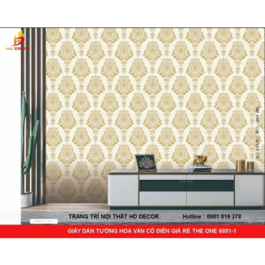GIẤY DÁN TƯỜNG HOA VĂN CỔ ĐIỂN GIÁ RẺ THE ONE 6801-1