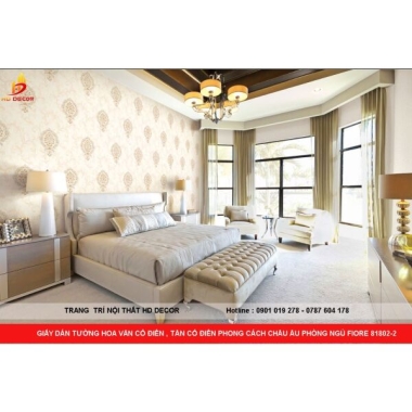 GIẤY DÁN TƯỜNG HOA VĂN CỔ ĐIỂN , TÂN CỔ ĐIỂN PHONG CÁCH CHÂU ÂU PHÒNG NGỦ FIORE 81802-2 