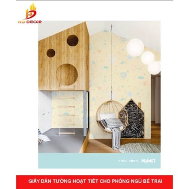 GIẤY DÁN TƯỜNG HOẠT TIẾT CHO PHÒNG NGỦ BÉ TRAI 