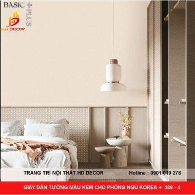 GIẤY DÁN TƯỜNG MÀU KEM CHO PHÒNG NGỦ KOREA +  489 - 4 