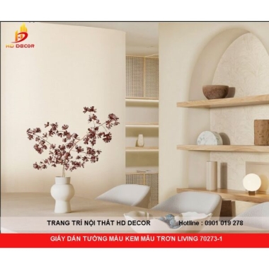 GIẤY DÁN TƯỜNG MÀU KEM MẪU TRƠN LIVING 70273-1