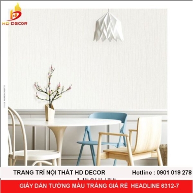 GIẤY DÁN TƯỜNG MÀU TRẮNG GIÁ RẺ  HEADLINE 6312-7 