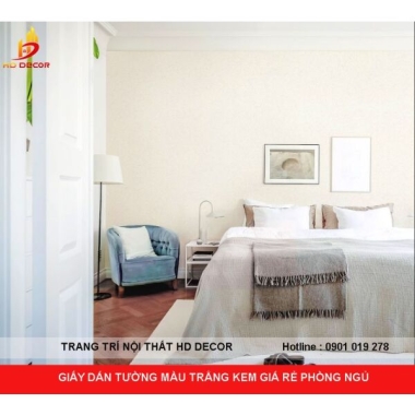 GIẤY DÁN TƯỜNG MÀU TRẮNG KEM PHÒNG NGỦ LIVING 70277-1