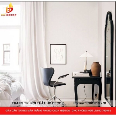 GIẤY DÁN TƯỜNG MÀU TRẮNG PHONG CÁCH HIỆN ĐẠI  CHO PHÒNG NGỦ LIVING 70245-2 