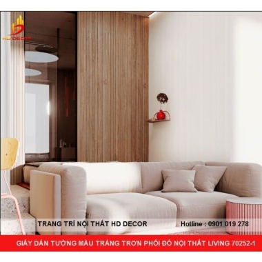GIẤY DÁN TƯỜNG MÀU TRẮNG TRƠN PHỐI ĐỒ NỘI THẤT LIVING 70252-1