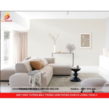 GIẤY DÁN TƯỜNG MÀU TRẮNG XÁM PHÒNG KHÁCH LIVING 70246-2