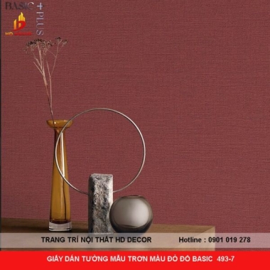 GIẤY DÁN TƯỜNG MẪU TRƠN MÀU ĐỎ ĐÔ BASIC  493-7 