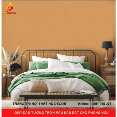 GIẤY DÁN TƯỜNG MẪU TRƠN MÀU NÂU ĐẤT CHO PHÒNG NGỦ 