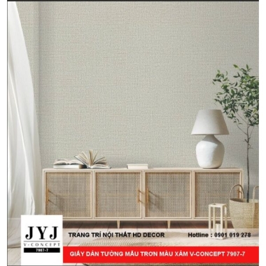 GIẤY DÁN TƯỜNG MẪU TRƠN MÀU XÁM V-CONCEPT 7907-7