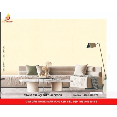 GIẤY DÁN TƯỜNG MÀU VÀNG KEM SIÊU ĐẸP THE ONE 6816-6