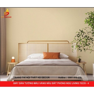 GIẤY DÁN TƯỜNG MÀU VÀNG NÂU ĐẤT PHÒNG NGỦ LIVING 70220-4