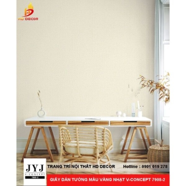 GIẤY DÁN TƯỜNG MÀU VÀNG NHẠT V-CONCEPT 7908-2