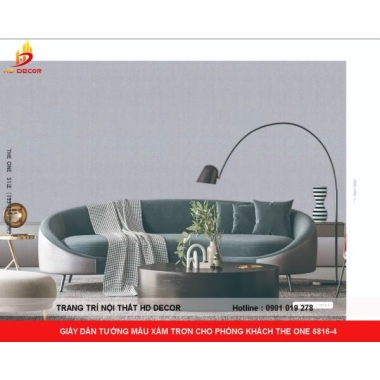 GIẤY DÁN TƯỜNG MÀU XÁM TRƠN CHO PHÒNG KHÁCH THE ONE 6816-4