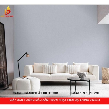 GIẤY DÁN TƯỜNG MÀU XÁM TRƠN NHẠT HIỆN ĐẠI LIVING 70253-4