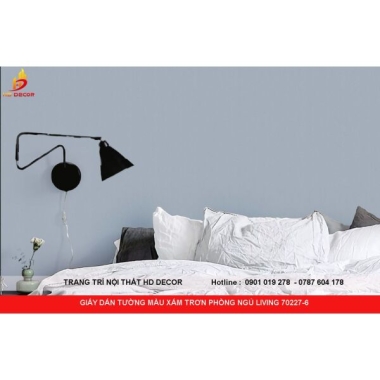 GIẤY DÁN TƯỜNG MÀU XÁM TRƠN PHÒNG NGỦ LIVING 70227-6