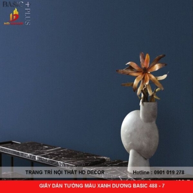 GIẤY DÁN TƯỜNG MÀU XANH DƯƠNG BASIC 488-7 