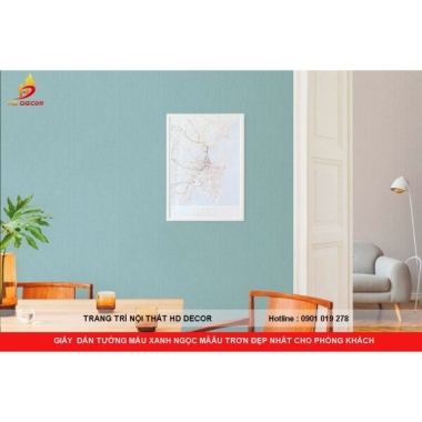 GIẤY  DÁN TƯỜNG MÀU XANH NGỌC MÂẪU TRƠN ĐẸP NHẤT CHO PHÒNG KHÁCH 