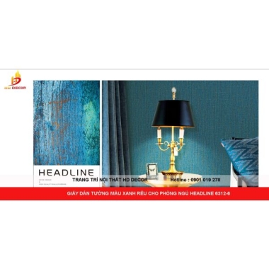 GIẤY DÁN TƯỜNG MÀU XANH RÊU CHO PHÒNG NGỦ HEADLINE 6312-6