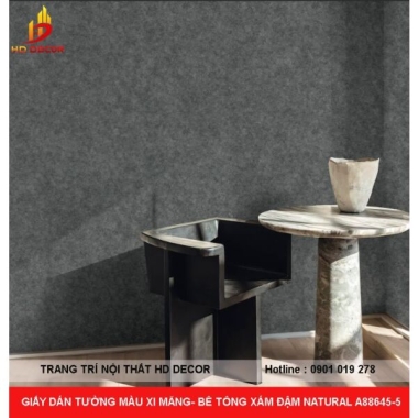 GIẤY DÁN TƯỜNG MÀU XI MĂNG- BÊ TÔNG XÁM ĐẬM NATURAL A88645-5
