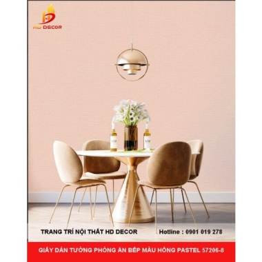 GIẤY DÁN TƯỜNG PHÒNG ĂN BẾP MÀU HỒNG PASTEL 57206-8