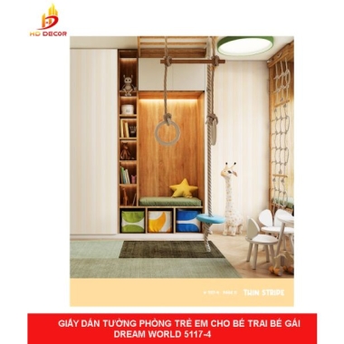 GIẤY DÁN TƯỜNG PHÒNG TRẺ EM CHO BÉ TRAI BÉ GÁI DREAM WORLD 5117-4