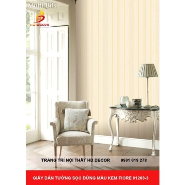 GIẤY DÁN TƯỜNG SỌC ĐỨNG MÀU KEM FIORE 81208-3